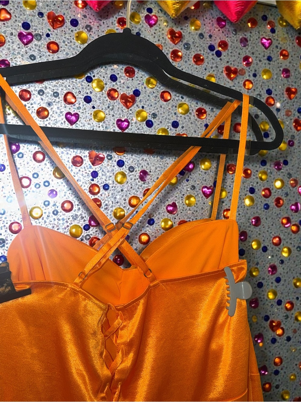 Wild Fable Orange Satin Lace-Up Dress XXL | Vibrant Statement Piece - Picture 11 of 16